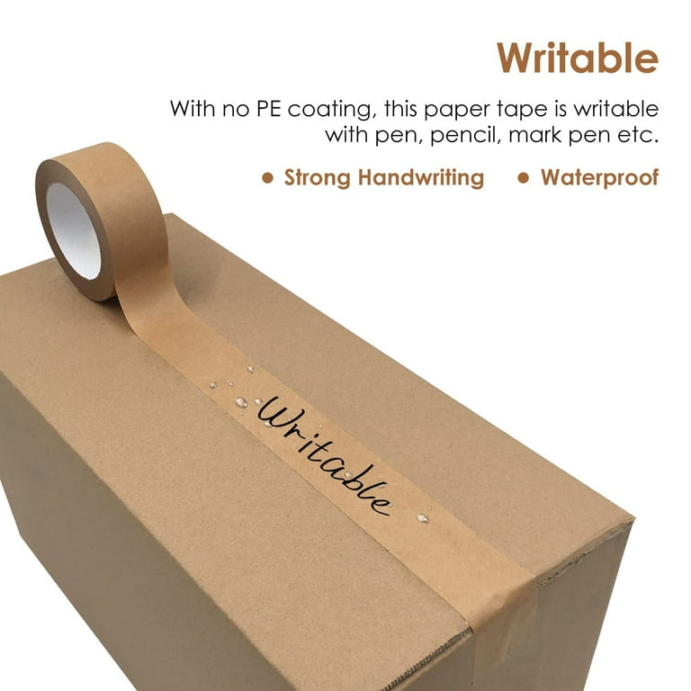 TooCust Strong Biodegradable Paper Packing Tape, Easy Tear, 55yd x 