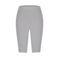 thumbnail image 4 of Gray Women's Leggings, Capri Leggings For Women Knee Length Capri Leggings Summer Cropped Pants Casual Solid Comfy Capris,Women's Legging S, 4 of 5