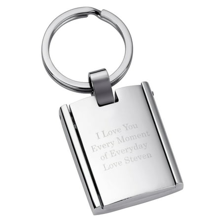 Personalized Silver-Plated Flip Photo Frame Key Ring