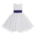 thumbnail image 2 of Ekidsbridal White Lace Organza Flower Girl Dress with Colored Sash for Toddlers Formal Evening Gown Pretty Princess 186T 2, 2 of 3
