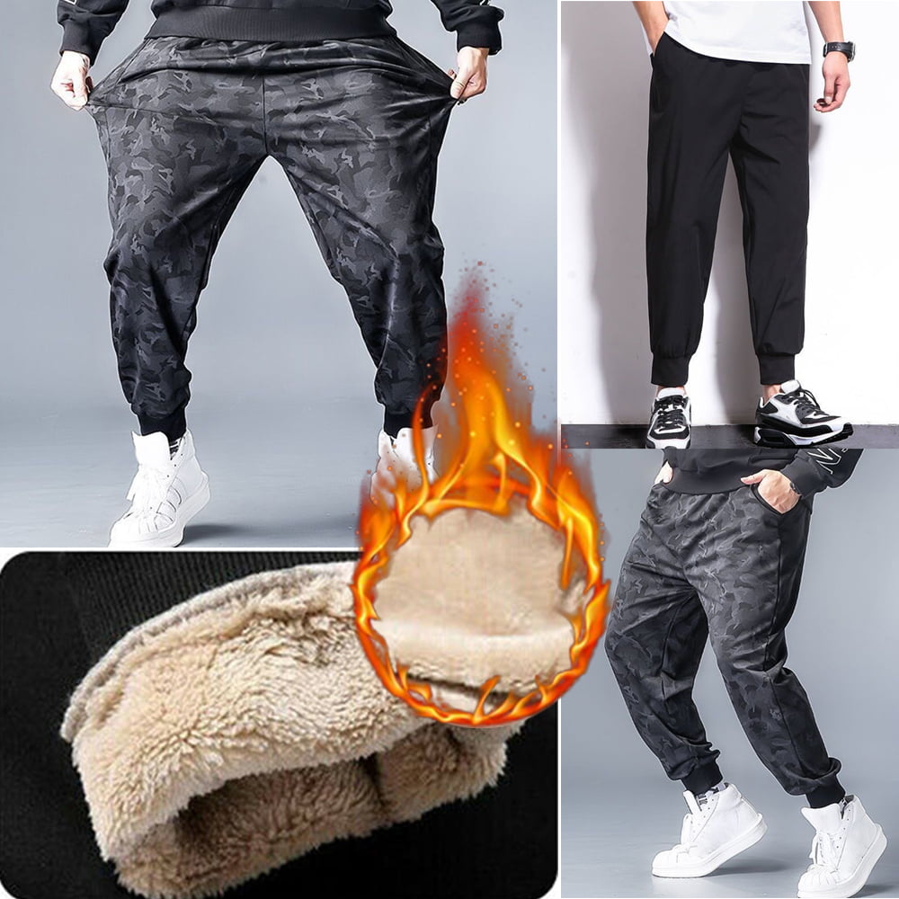 Athletic Winter for Pants Trousers Lined Warm Men Loose Thick Fleece