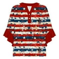 thumbnail image 5 of Youyipin womens tops 3/4 Sleeve Casual American Flag 4Th of July Henley Notched V Neck T Shirts Loose Fit graphic tees for women, 5 of 5