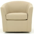 thumbnail image 2 of Pemberly Row Traditional Fabric Swivel Club Chair in Cream Finish, 2 of 6