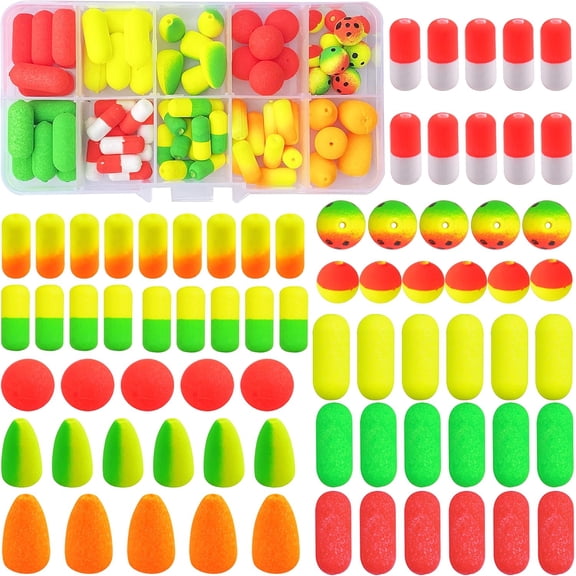 Foam Fishing Floats, 75pcs Pompano Rigs Fishing Floats Bobbers Cylinder Snell Float Foam Fishing Rig Floats