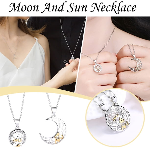 Collar para mujer, joyería para mujer, joyería para mujer, 2 piezas, regalo de San Valentín, collar doble, colgante de joyería de cristal, el collar
