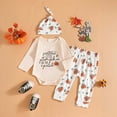 thumbnail image 2 of mgoYE Halloween Baby Boy Clothes My First Halloween Baby Boy Outfit Long Sleeve Pumpkin Romper Pants Set with Beanie Hat Newborn Boy Fall Clothes(White,6-12 Months), 2 of 7