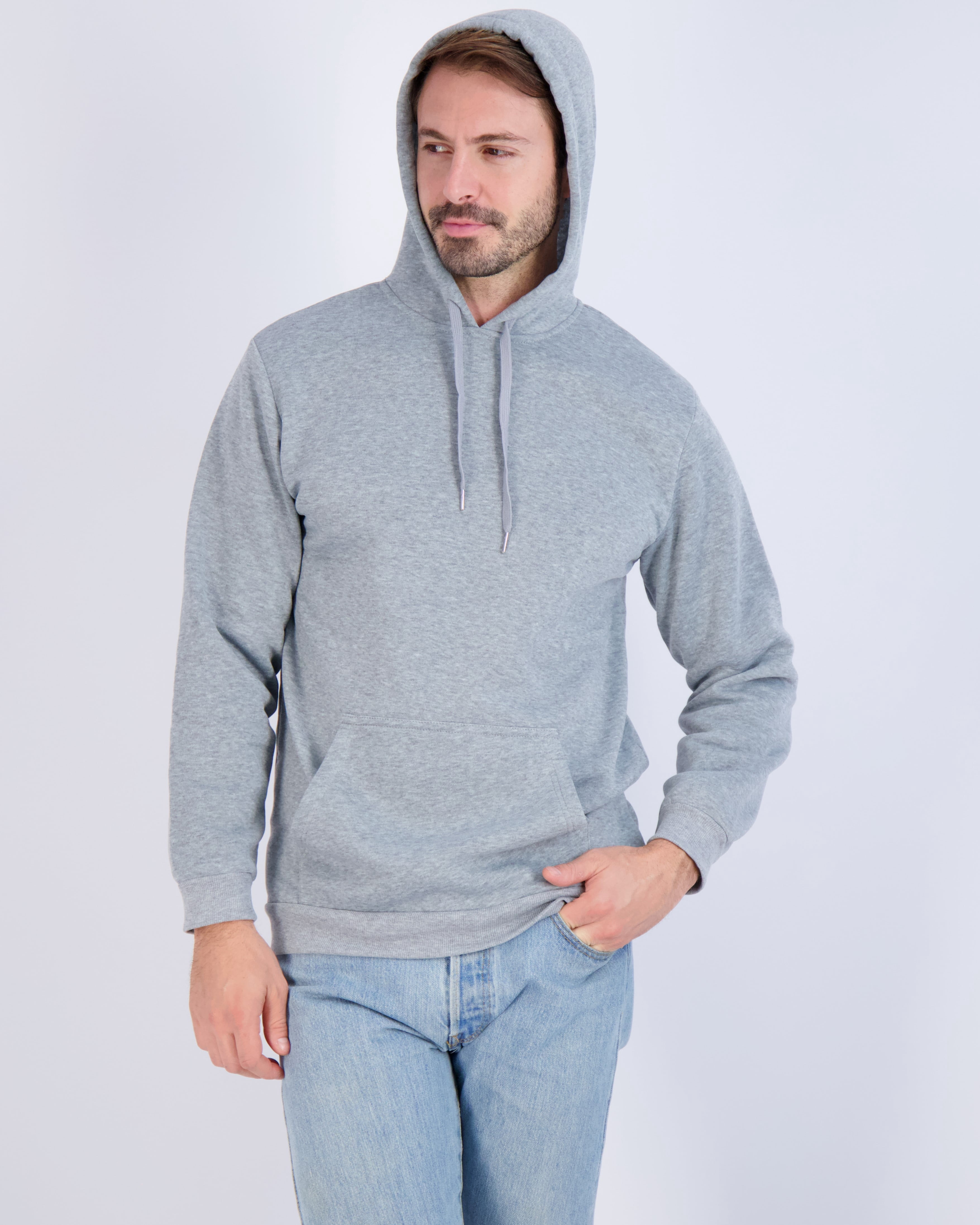 Real Essentials 3 Pack: Men's Fleece Pullover Hoodie - Long Sleeve Hooded Sweatshirt Pockets (Available in Big & Tall)