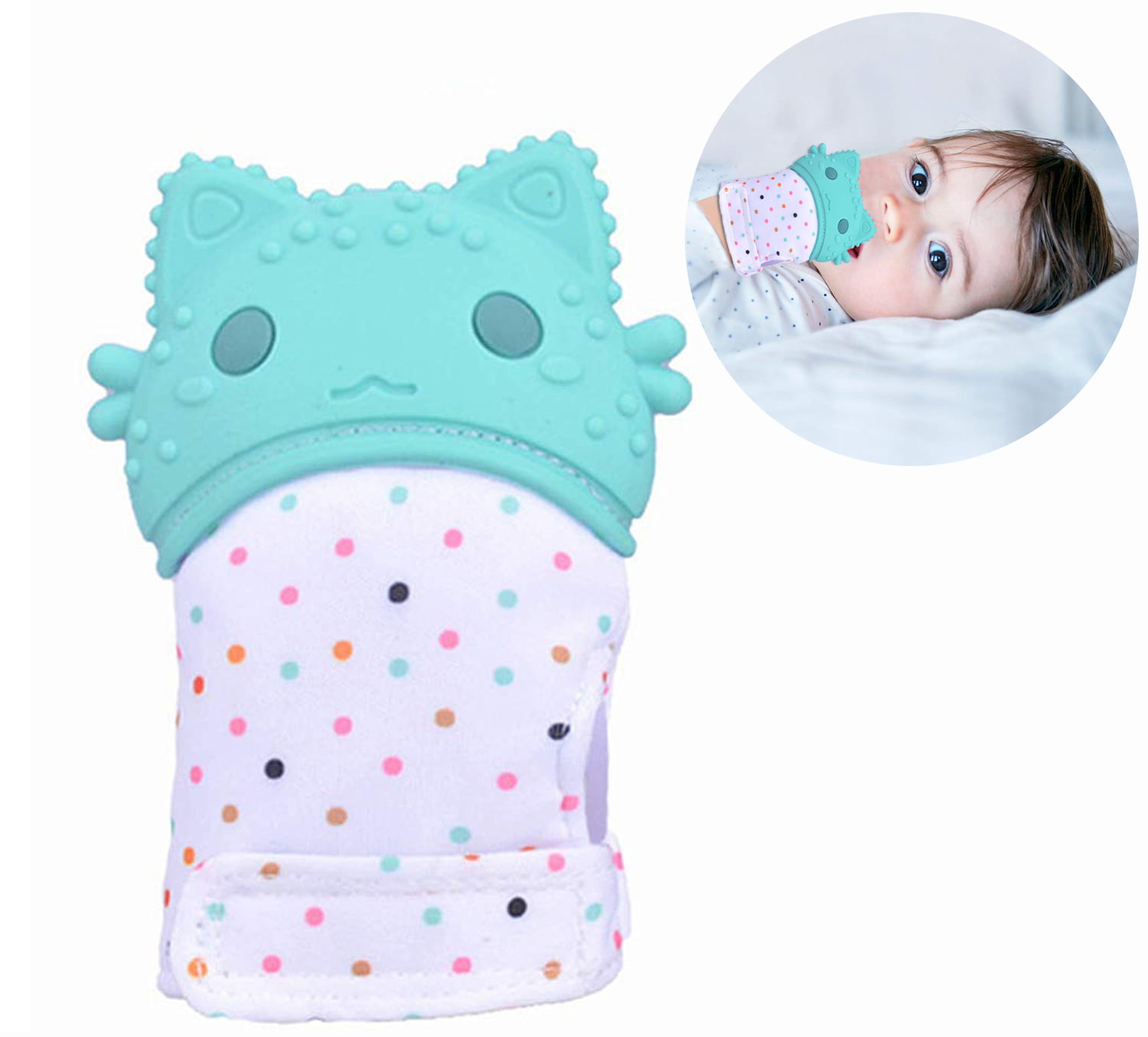 Stimulating Teether Toy 2 Mittens, Mint+Pink Stay on Baby??s Hand for 0-6 Months Baby Girls Prevent Scratches Protection Glove with Travel Bag Giftty Baby Teething Mittens Self Soothing Pain Relief Mitt 