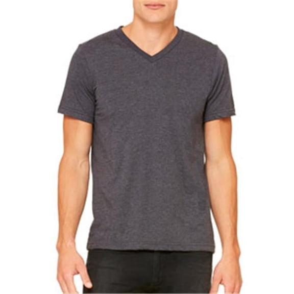 Canvas 3005 Unisex Jersey Short-Sleeve V-Neck T-Shirt - Dark Grey Heather - Large