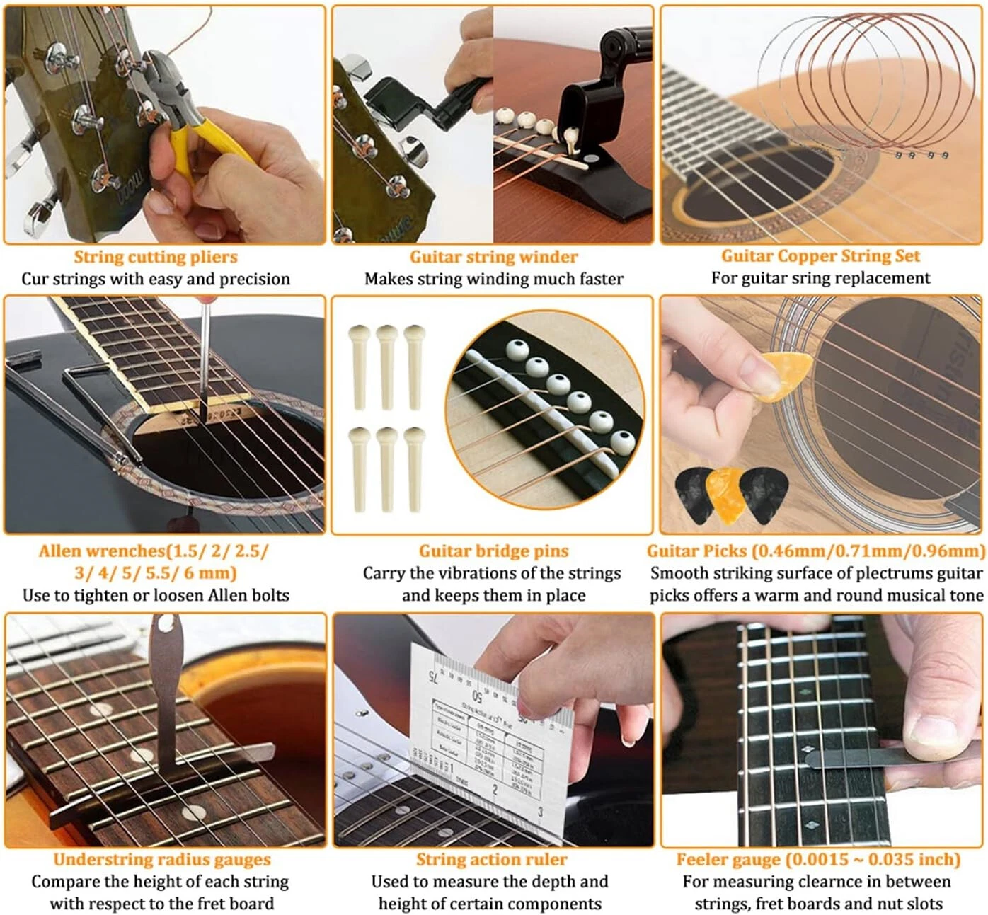 72-Piece Professional Guitar Repair Tool Kit with Case - All-in-One Maintenance Set for Acoustic Electric Guitar, Bass, Ukulele, Banjo