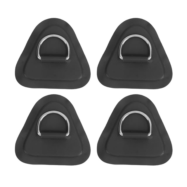 4 Pcs D Ring Patch Stainless Steel D Ring Pad for Inflatable Boat Surfboard Dinghy Paddle Board Black