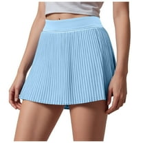TTUHYWXI Pleated Tennis Skirt High Waisted Golf Skirts with Shorts Pockets Casual Workout Athletic Skorts for Woman (Blue, L)