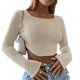 thumbnail image 1 of Cuello cuadrado Crop Top Dobladillo asimétrico Sexy Top Simple Casual para ropa femenina FLhrweasw Para estrenar, 1 of 3