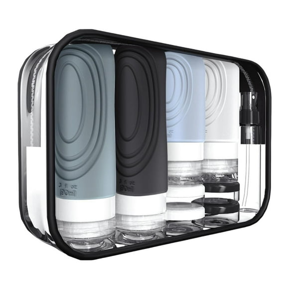 Botellas de de silicona, frascos de , fáciles de rellenar, neceser rellenable y exprimible para artículos de tocador y cosméticos.