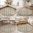 thumbnail image 4 of Round Rugs 6Ft, Tan Lines Round Area Rug Washable Indoor Throw Carpet, Modern Gingham Plaid Striped Farmhouse Soft Non Slip Circle Rug for Office Cabinet Home Decor Aesthetic, 4 of 8