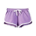 thumbnail image 2 of ADSSDQ Girls Summer Shorts Casual Wide Leg Biker Beach Shorts High Waisted for Teens Comfortable Pant 3-15 Years Purple*drawstring 160, 2 of 3