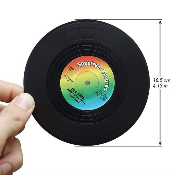 Sous-verres en vinyle avec support pour tourne-disque, 6 pièces