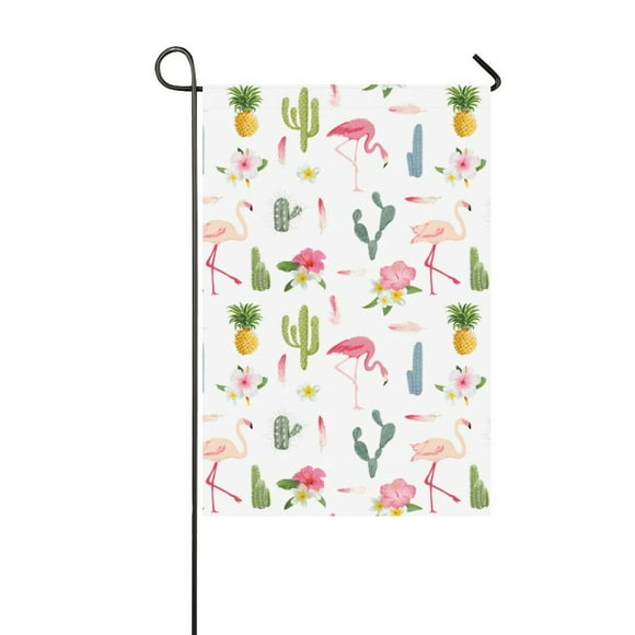 YUSDECOR Pink Flamingo Garden Flag Outdoor Flag 12x18 inch