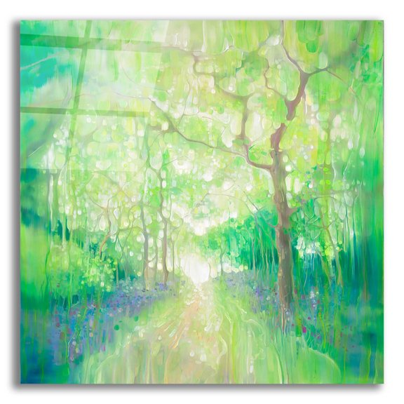 Epic Art 'Green Forest Calling' by Gill Bustamante, Acrylic Glass Wall Art, 12"x12"