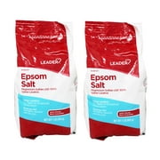 LEADER Epsom Salt Soaking Aid, Magnesium Sulfate Saline Laxative, Ideal for Relaxation, Muscle Recovery, Resealable Bag, 1 lb - 2 Pack