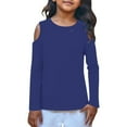 thumbnail image 6 of Efsteb Girls Long Sleeve Shirts Kids Solid Color Graphic Tee Crew Neck Long Sleeve T Shirts Soft Comfy Loose Casual Pullver (Navy,3 Years), 6 of 6