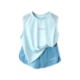 thumbnail image 4 of LEKWK Girls Summer Workout Set Kid Breathable Quick Dry Mesh Tracksuit Sleeveless Crewneck Tank Tops and Running Shorts Athletic Casual Gym Playwear, 4 of 9