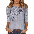 thumbnail image 1 of Camiseta tipo túnica Zeagoo para mujer, talla grande, manga 3/4, gris, 1 of 5