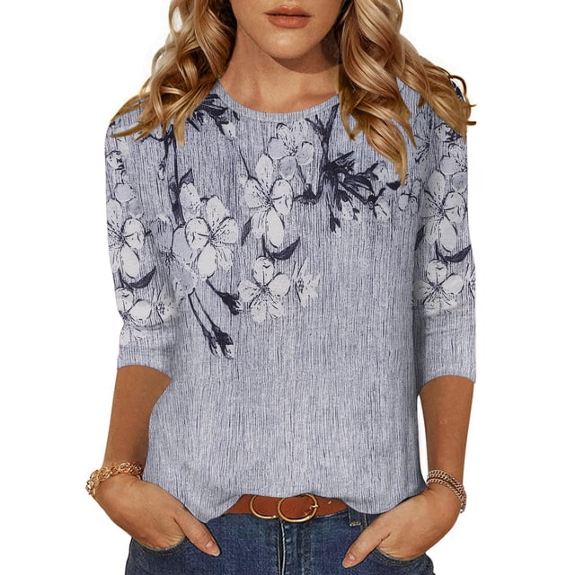 Top tipo túnica Zeagoo casual con cuello redondo y manga 3/4 para mujer