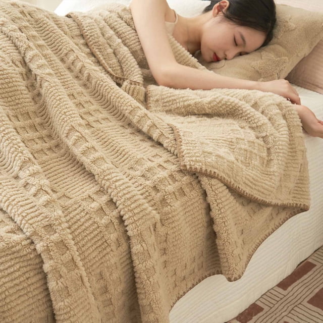 Lksixu Fleece Throw Blanket Shawl Blanket Nap Small Blanket Thickened Winter Conditioning Blanket Lamb's Wool Blanket Soft Blanket for Couch Sofa Bed