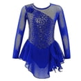 thumbnail image 2 of Vestido elegante de patinaje artístico para niñas, manga larga, escote redondo, lentejuelas, espalda hueca, ropa de baile de salón para patinaje sobre hielo, 2 of 3