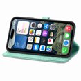 thumbnail image 3 of Dteck for Apple iPhone 16E 2025 Released Wallet Case with Card Holder, Shockproof PU Leather Kickstand Card Slots Case, Embossed Floral Cover with Hand Strap, Green, 3 of 6