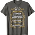 thumbnail image 3 of NETHOUSE Women's Birthday T-Shirt - August Woman with Fire in My Soul and a Mouth I Can't Control - Gold Frame Graphic Tee - Cotton Blend - Sizes S to 5XL, 3 of 4