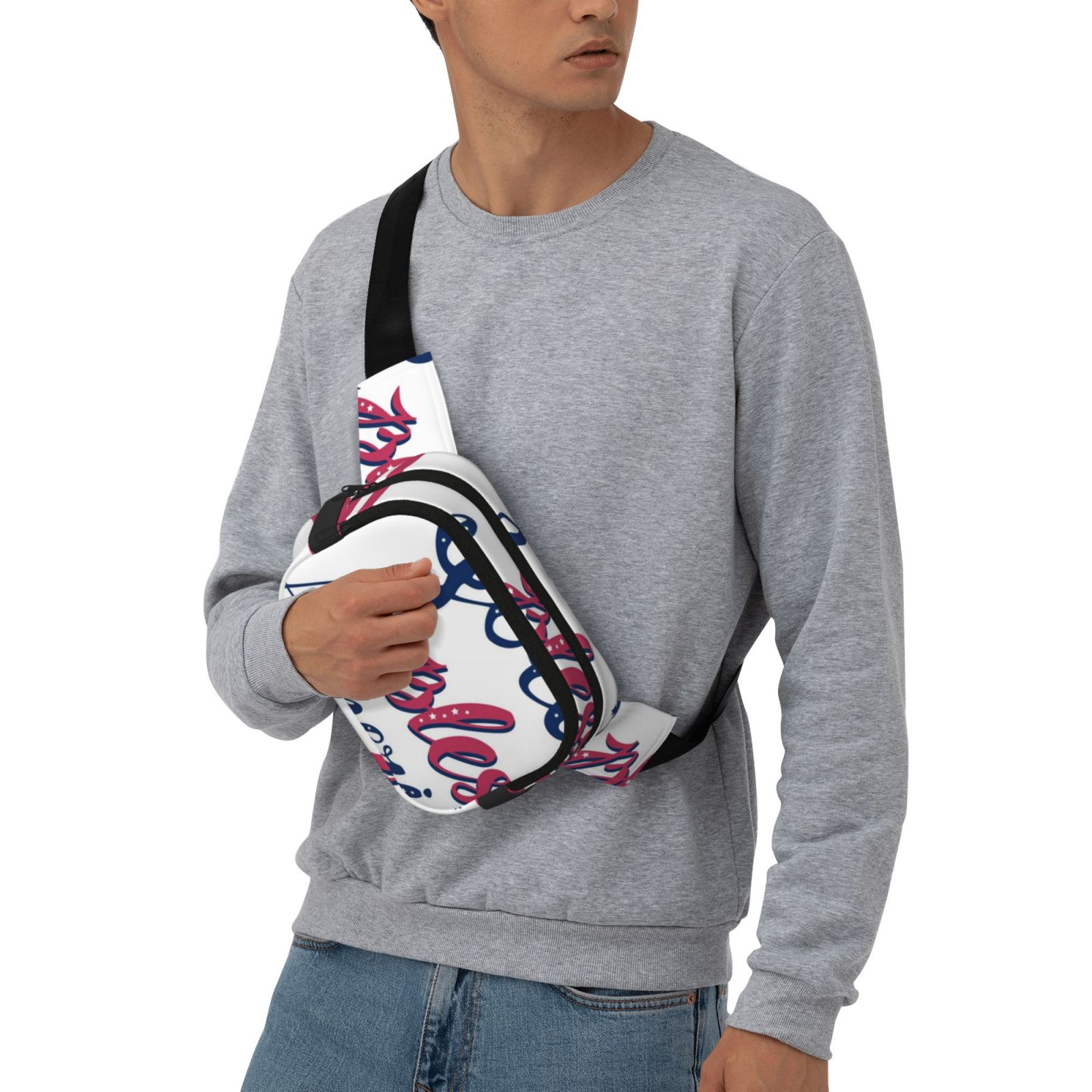 Picia God Bless America Patriotic Star Print Square Double-Layer Waist Bag Mini Adjustable Waist Belt Bag Exercise Running Travel Hiking