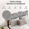 thumbnail image 3 of Noble House Full Size Platform Bed Frame with Upholstered Headboard, Wood Slat Support, Modern Noise-Free Design, Grey, 3 of 9
