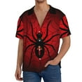 thumbnail image 3 of JUNZAN Mens Casual Button Down Shirts Short Sleeve Spider on the Web Print Shirt-X-Large, 3 of 7