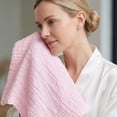 thumbnail image 2 of REGALWOVEN 12" x 12" Cotton Muslin Washcloths, Soft & Absorbent Reusable Face Cloths for Bathroom, Kitchen, Gym, Spa, Office Pink 4pk, 2 of 6