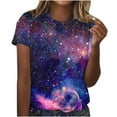 thumbnail image 1 of Penkiiy Chemise Imprimée Galaxie, Mode Décontractée Printemps et Été 2024 pour Femmes, T-Shirt à Manches Courtes Col Rond Imprimé Ciel 3TG Bleu, 1 of 6