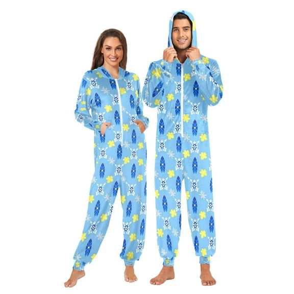 joogoo Blue Skateboard Unisex Adults Onesies Pajamas Jumpsuits L