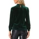 thumbnail image 3 of Blusa elegante casual de manga larga con cuello alto de terciopelo INSPIRE CHIC para mujer XS verde oscuro, 3 of 5