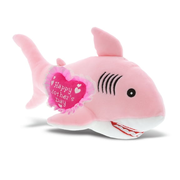 DolliBu Happy Mother's Day Baby Soft Plush Pink Shark Figure - Cute Stuffed Animal with Pink Heart Message for Best Mommy, Grandma, Wife, Daughter - Cute Ocean Life Plush Toy Gift - 12" Inches