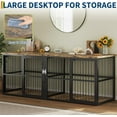 thumbnail image 4 of Litake 87 Inch Extra Large Double Dog Crate Furniture with Divider, Heavy Duty Kennel with 3 Lockable Doors, Wooden Indoor Pet House TV Stand for 2 Small Medium Large Dogs, Black, 4 of 8