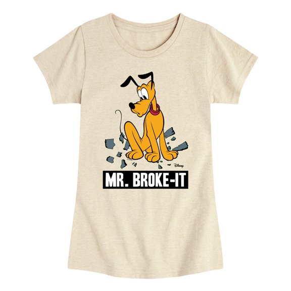 Disney - Mr Broke It Pluto - Youth Girls Fitted Short Sleeve T-Shirt