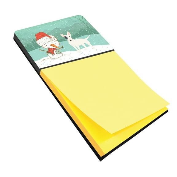 White Spot Bull Terrier Snowman Christmas Sticky Note Holder