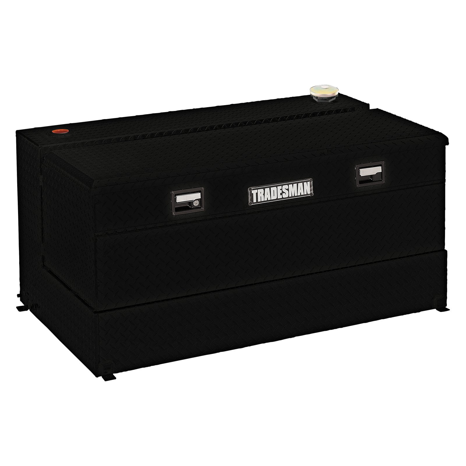 Lund 76590 Black 14-Gauge Steel L-Shaped Liquid Tank with 56" Storage Box Combo - 90 Gallon Capacity