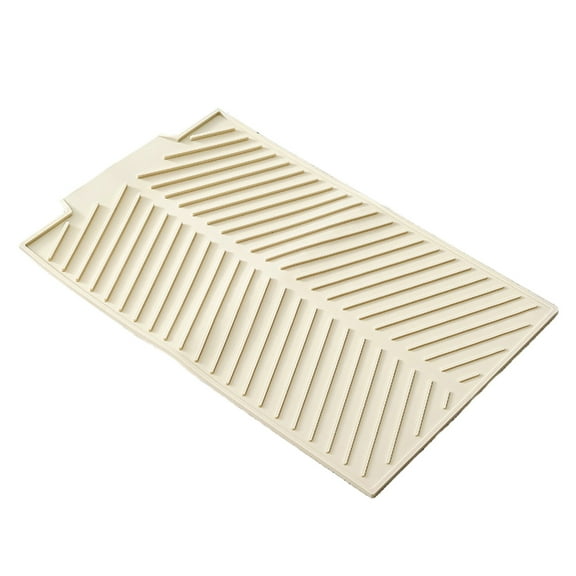 Silicone Draining Board Mat | Folding Dish Drying Pad | 15x9.8 Inch Large Drainer Mat | Dishwasher Safe & Heat Resistant (-40°F to 446°F) | Gray/Beige Options