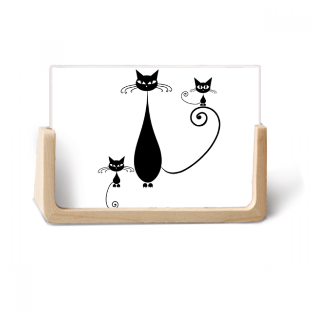 Gato negro de Halloween Animal familia silueta Pantalla de escritorio fotográfica de madera