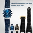 thumbnail image 2 of Correa de reloj de cuero genuino para Omega Constellation serie 131.33 Correa 131.13 Muesca azul 25x13 mm 25x14 mm Pulsera de reloj de negocios, 2 of 5
