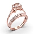 thumbnail image 3 of Dazzling Minimalist Art Deco 2.50 Carat Oval Cut Morganite And Diamond Moissanite Unique Engagement Ring, Wedding Ring, Two Matching Band in 10k Solid Rose Gold, Gift For Woman, Promise Ring, 3 of 4