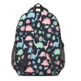 thumbnail image 3 of Black Cartoon Dinosaurs Leaves Pattern Cute School Backpack Bag with Padded Back and Adjustable Shoulder Straps 16.9 X 12.6 X 5.9 Inches, 3 of 5