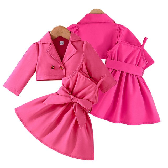 KYAIGUO 6M-4T Ensemble de Printemps pour Bébés Filles Robe et Cardigan 2 Pcs Robe Sans Manches d'Automne pour Tout-Petits Tenue de Jeu Jupe Cardigan
